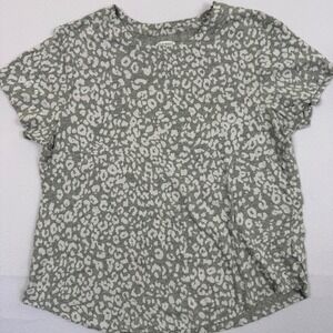 Old Navy EveryWear Womens Medium Gray White Leopard Animal Print T-Shirt Cotton